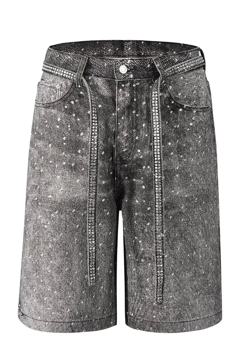 Galaxy Rhinestone Shorts for men, featuring a stylish design with slight stretch for comfort and premium fabric.