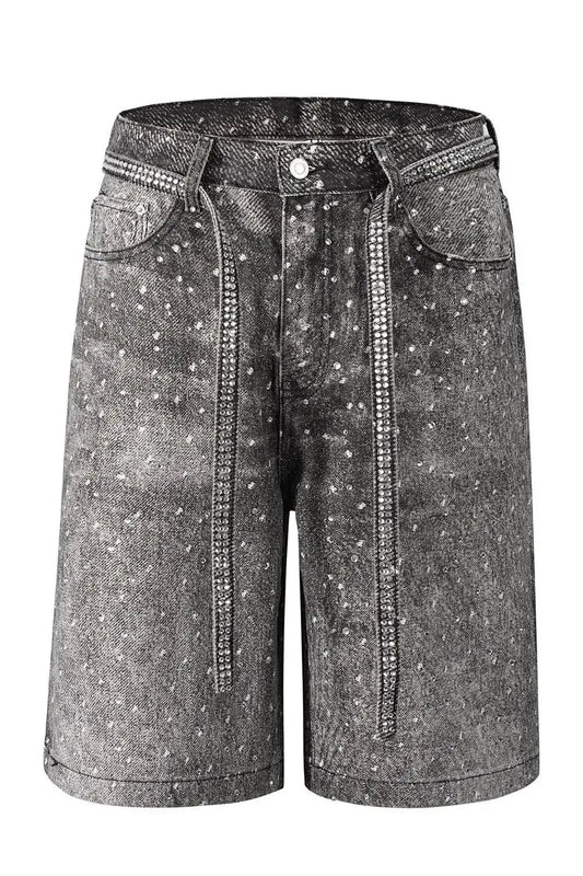 Galaxy Rhinestone Shorts for men, featuring a stylish design with slight stretch for comfort and premium fabric.