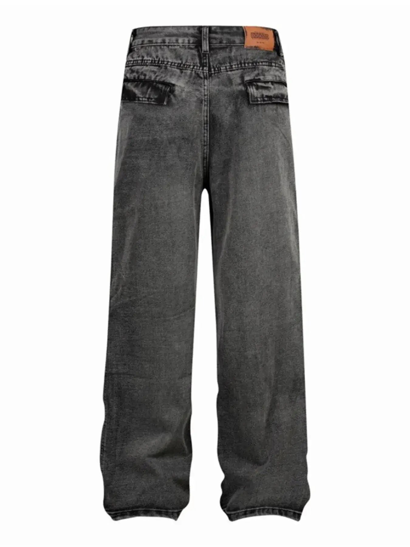Wide leg 4 pocket jeans for men in a washed grey finish, featuring a soft and comfortable design.