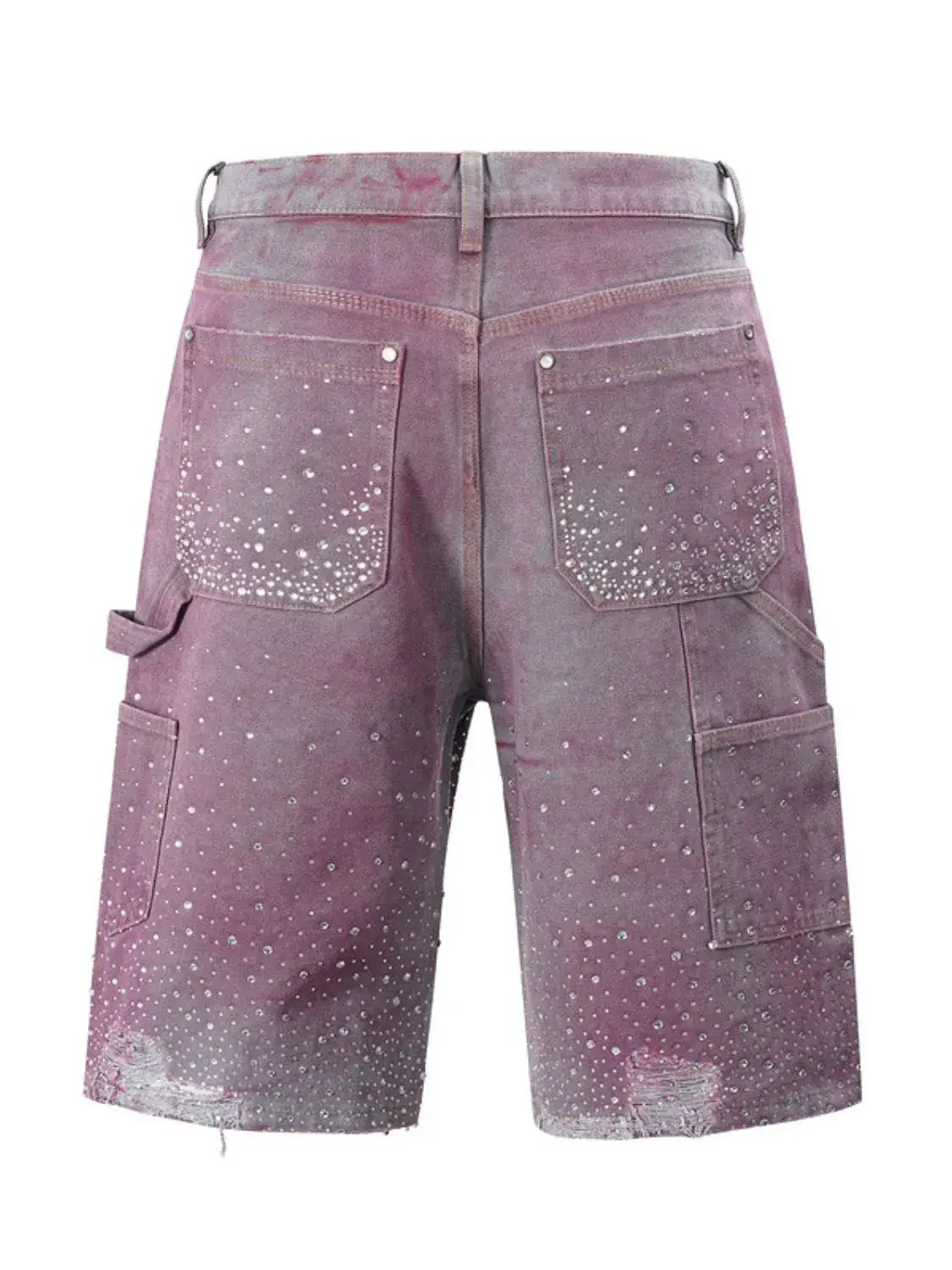 Back view of StarGalaxy Rhinestone Shorts for men, featuring a stylish design with rhinestones and pockets.
