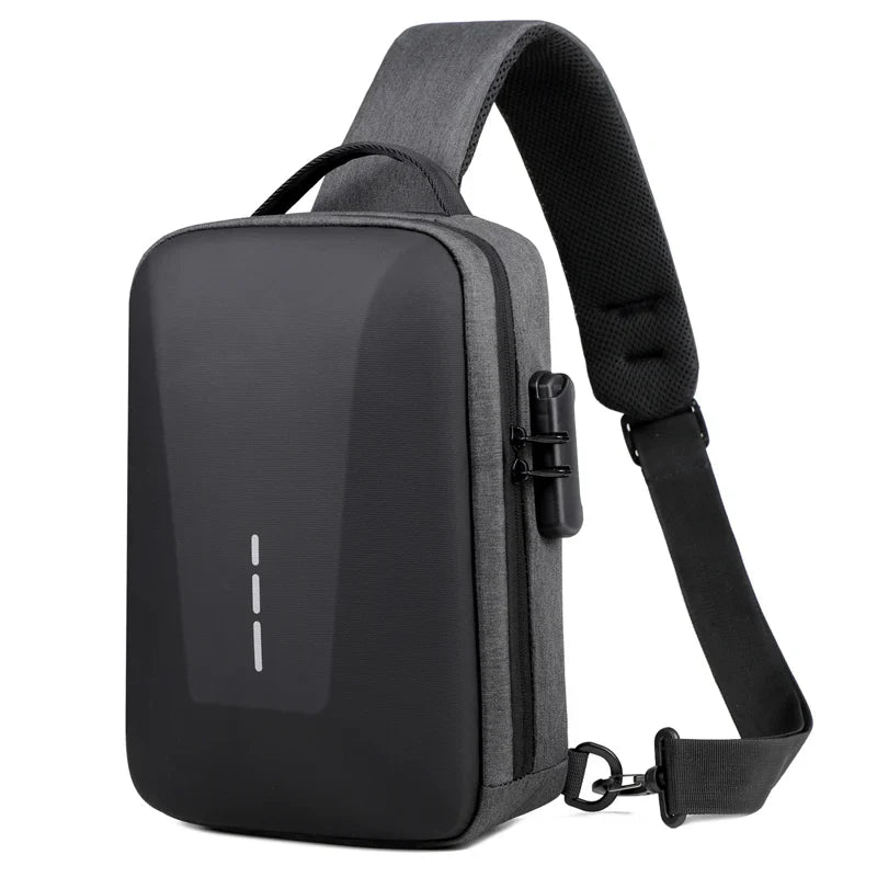 Sleek Anti-theft Travel Crossbody Bag with built-in lock and USB charging port