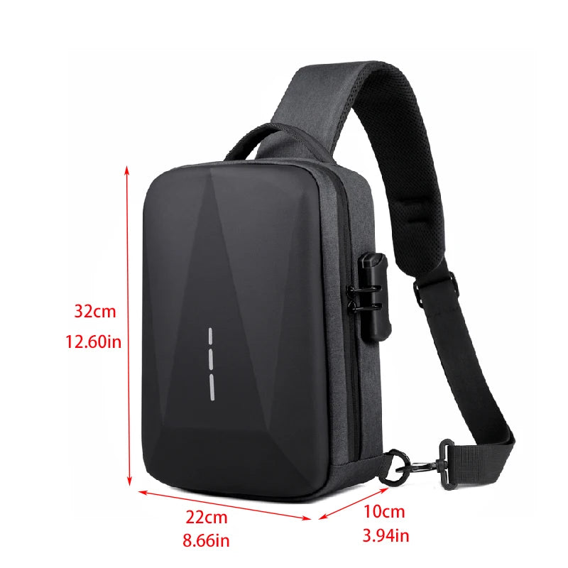Anti-Theft Combination Lock Crossbody Bag with USB Charging Port for Business and Travel