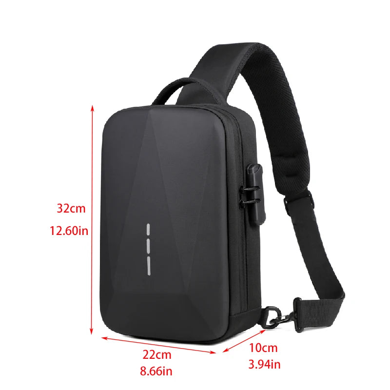 Anti-Theft Combination Lock Crossbody Bag with USB Charging Port for Business and Travel
