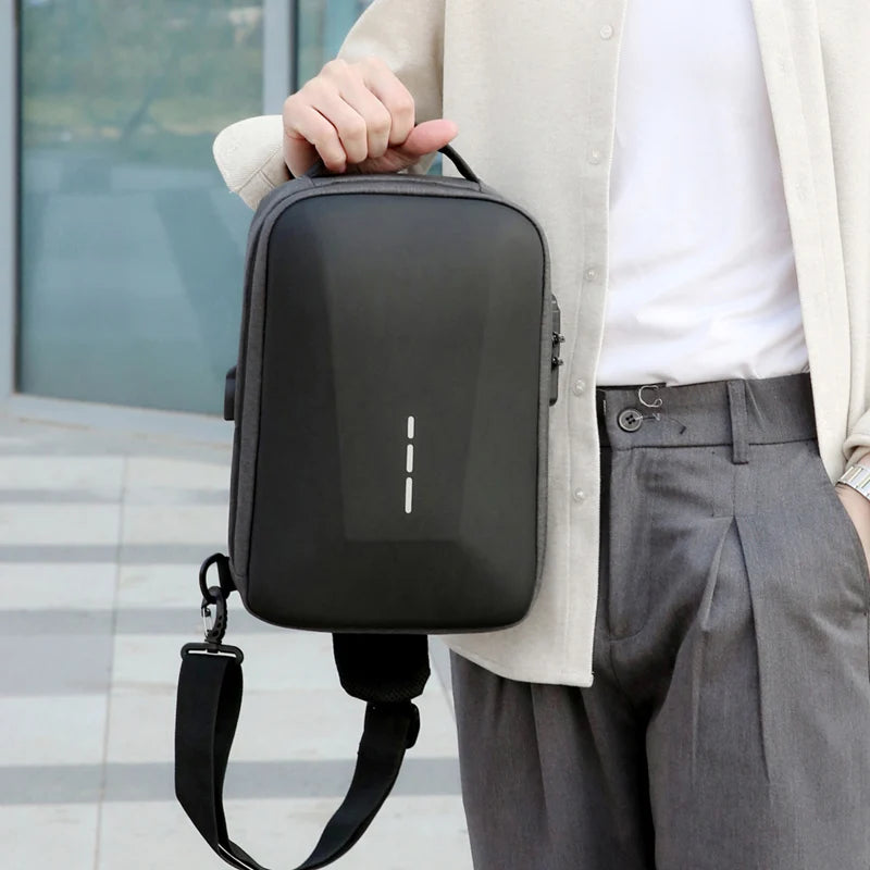 Anti-Theft Combination Lock Crossbody Bag with USB Charging Port for Business and Travel