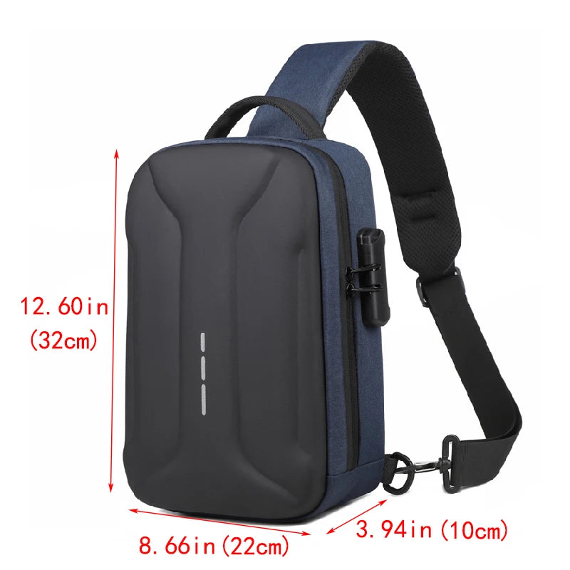 Anti-Theft Combination Lock Crossbody Bag with USB Charging Port for Business and Travel