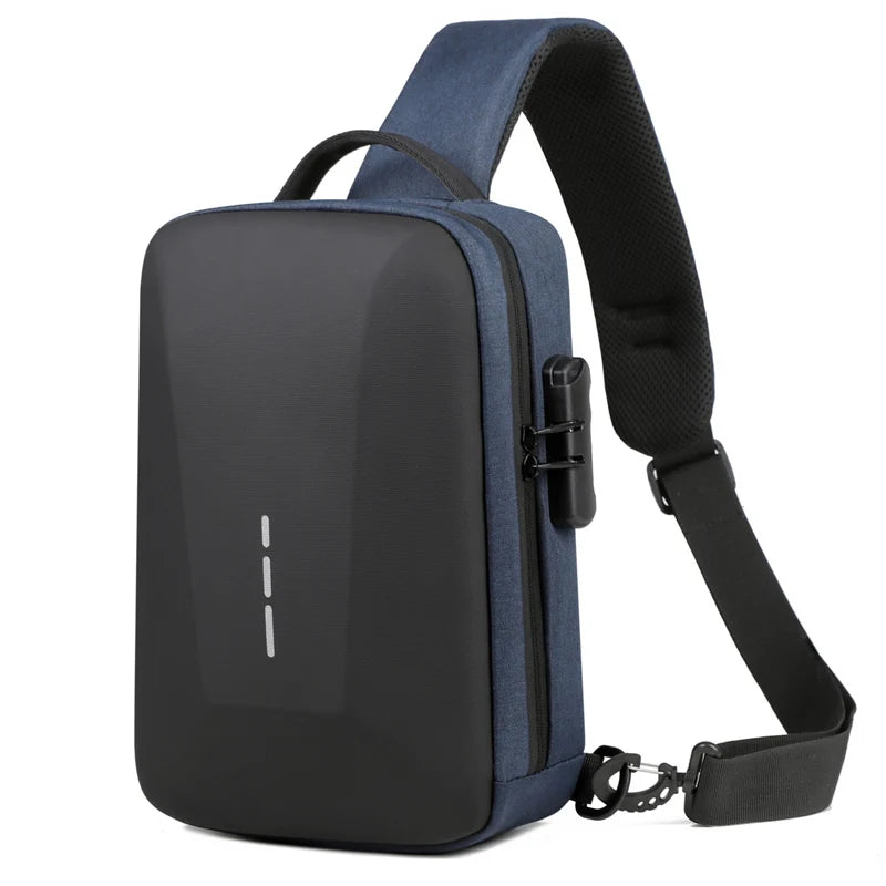 Anti-Theft Combination Lock Crossbody Bag with USB Charging Port for Business and Travel