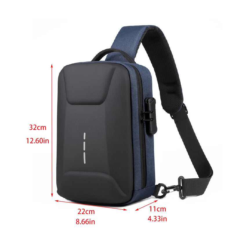 Anti-Theft Combination Lock Crossbody Bag with USB Charging Port for Business and Travel