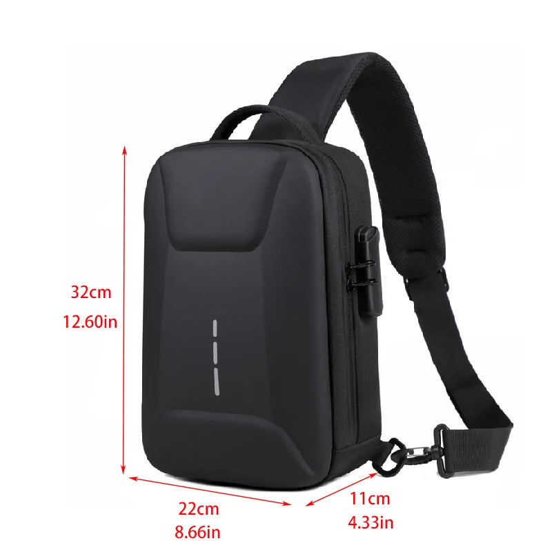 Anti-Theft Combination Lock Crossbody Bag with USB Charging Port for Business and Travel
