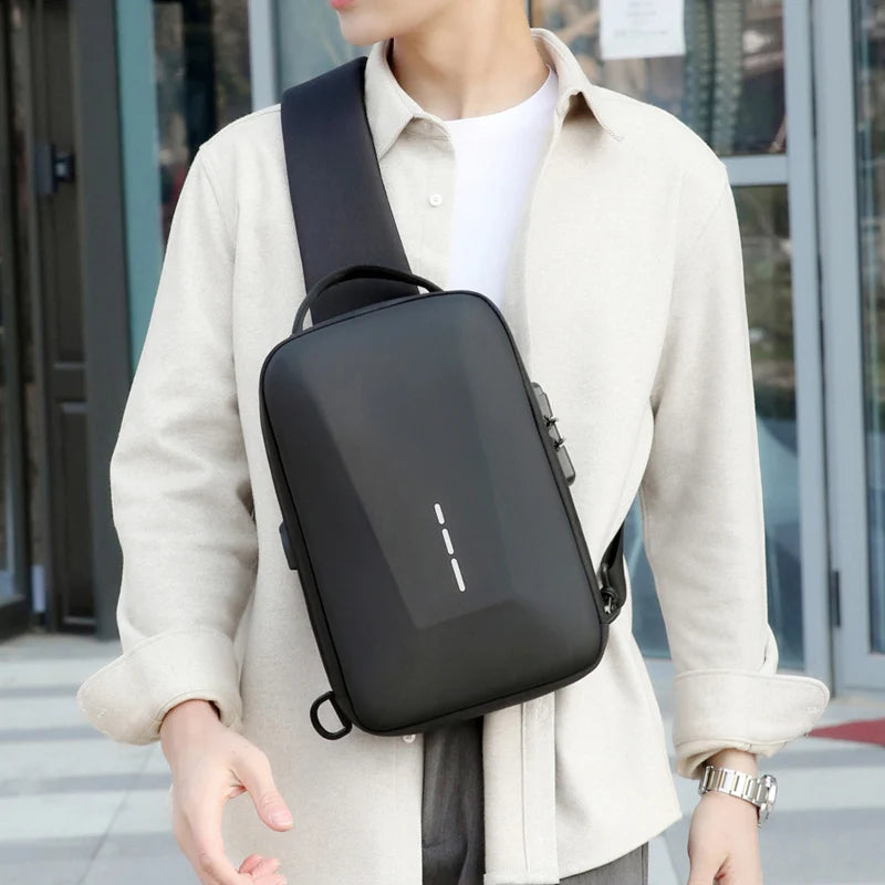 Anti-Theft Combination Lock Crossbody Bag with USB Charging Port for Business and Travel