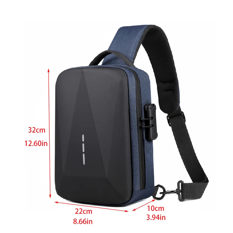 Anti-Theft Combination Lock Crossbody Bag with USB Charging Port for Business and Travel