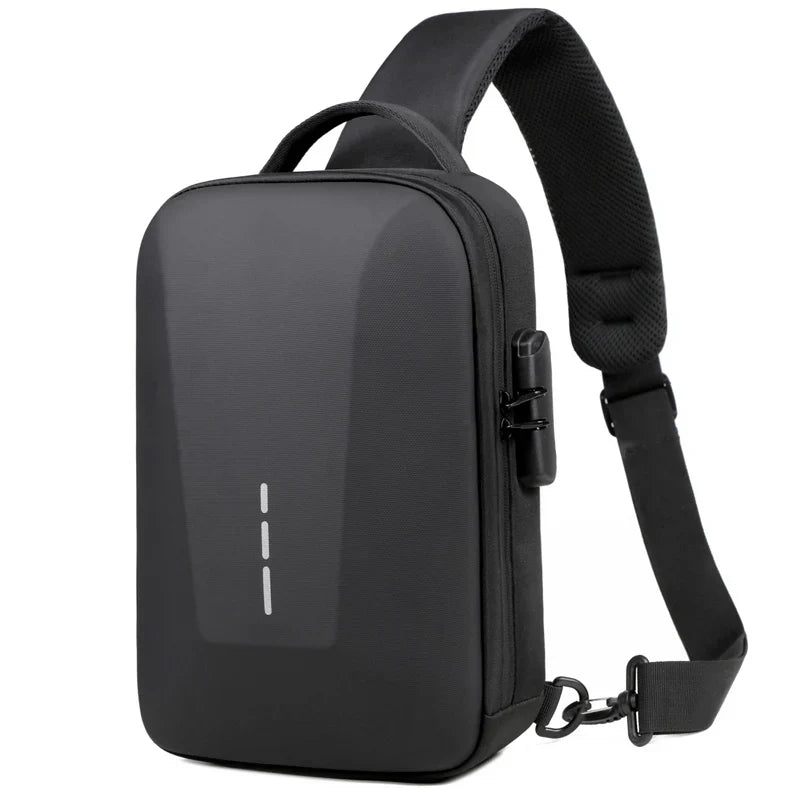 Anti-Theft Combination Lock Crossbody Bag with USB Charging Port for Business and Travel