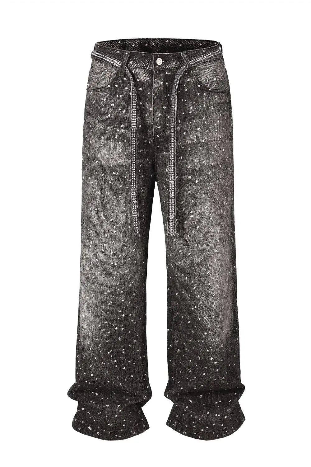 Galaxy Rhinestone Jeans in 3D washed finish with 20K rhinestones for a bold and stylish look.