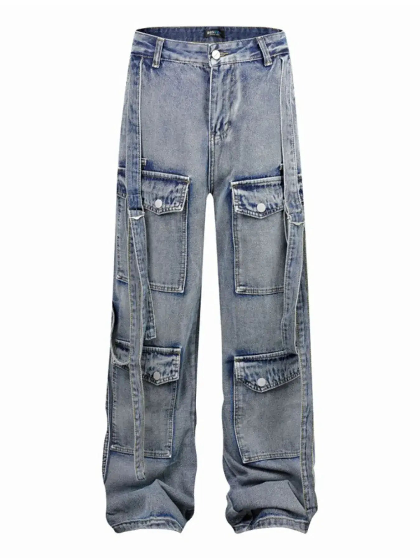 Wide leg 4 pocket jeans for men in a washed finish with a soft, broken-in look and slight stretch for comfort.