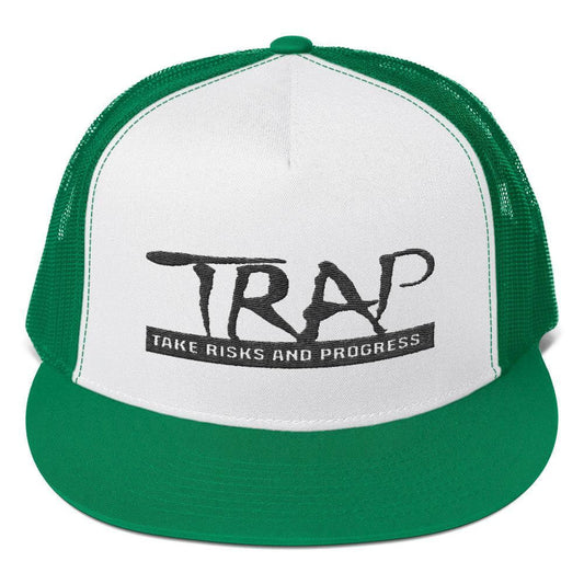 Take Risks and Progress Clothing & Apparel Kelly/ White/ Kelly Take RIsks And Progress TRAP Trucker Cap
