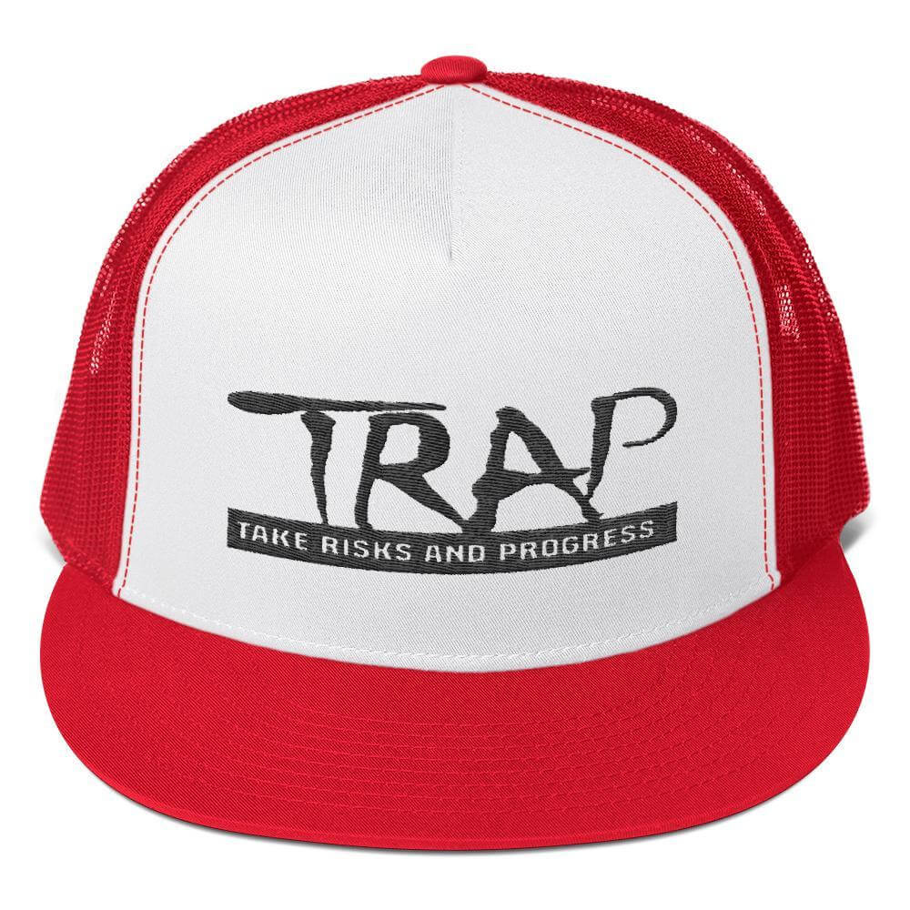Take Risks and Progress Clothing & Apparel Red/ White/ Red Take RIsks And Progress TRAP Trucker Cap
