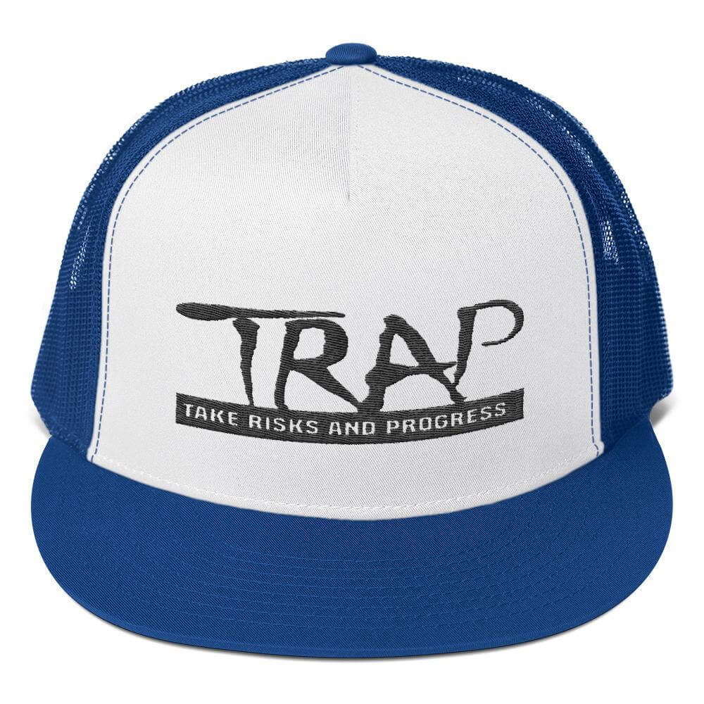 Take Risks and Progress Clothing & Apparel Royal/ White/ Royal Take RIsks And Progress TRAP Trucker Cap
